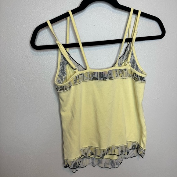 Y2K Rubii Tank Top Yellow Lace Strappy Ruched Bust Camisole - Picture 10 of 10
